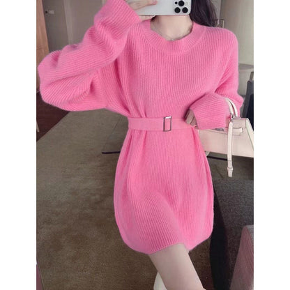 Damen Strickpullover mit Gürtel Eveloria