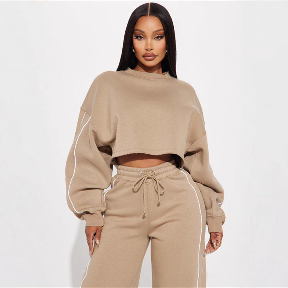 Damen Crop- Jogginghose Set Bequem Eveloria