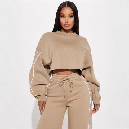Damen Crop- Jogginghose Set Bequem Eveloria