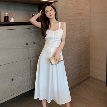 Damen Maxikleid Klassischer Schnitt Schmale Träger Eveloria