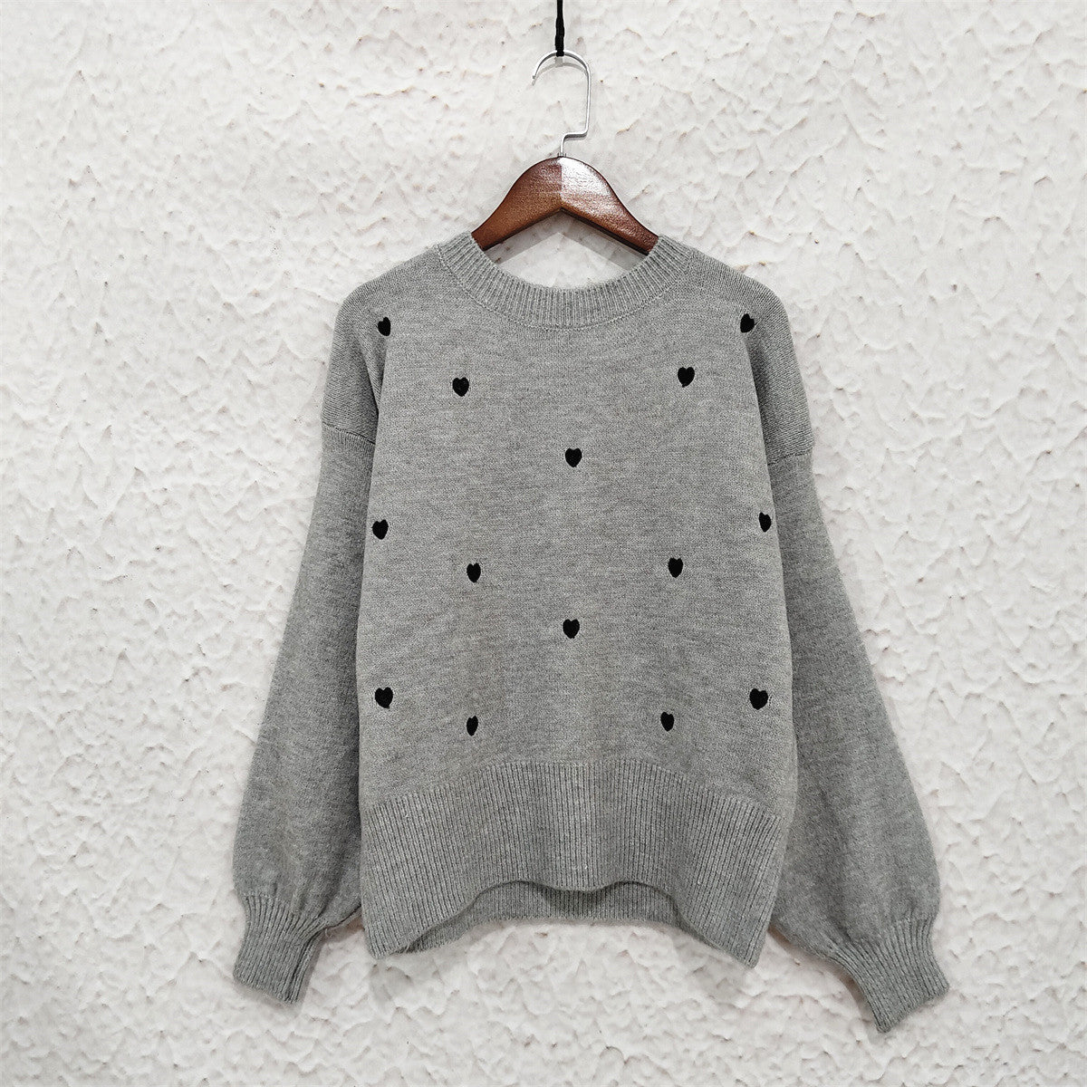 Damen Pullover Herzmotiv Lässig Eveloria