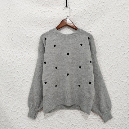 Damen Pullover Herzmotiv Lässig Eveloria
