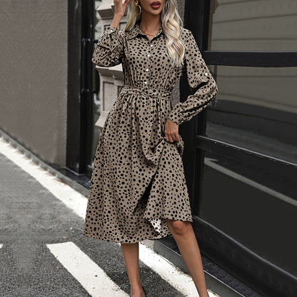 Damen Hemdblusenkleid Tailliert Punkte Eveloria - Eveloria