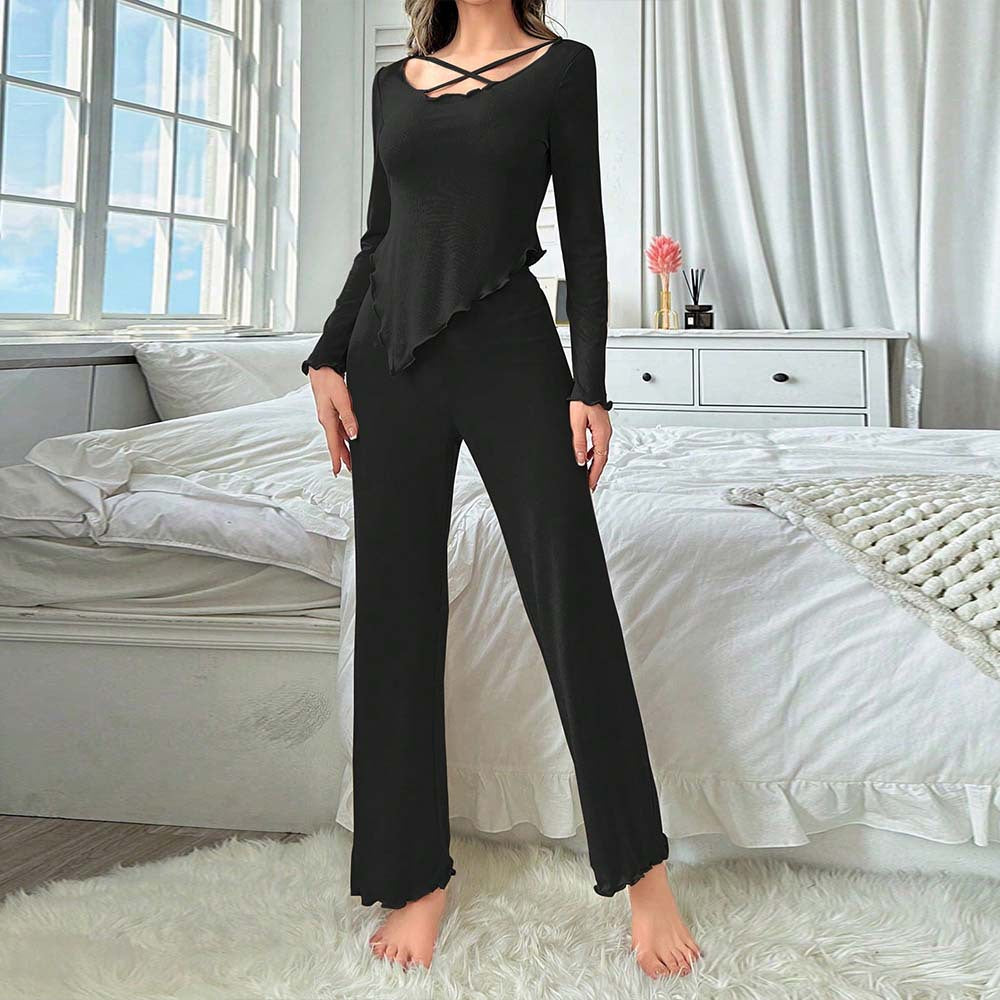 Damen Loungewear Set Cut-Out Design Hochgezogene Säume