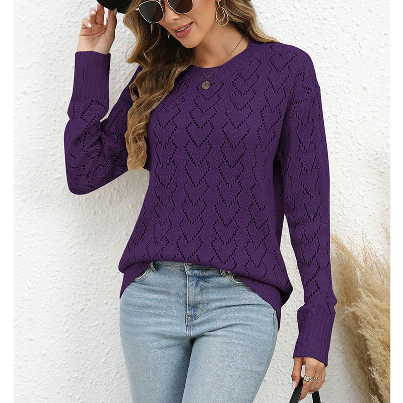 Damen Strickpullover Herzmuster Eveloria