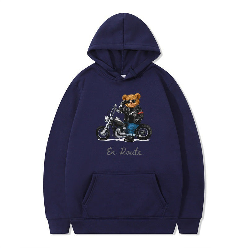 Damen Kapuzenpullover Bärenmotiv Lässig Grau Eveloria