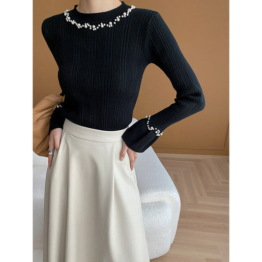 Damen Strickpullover mit Perlen-Details und langen Ärmeln Eveloria - Eveloria