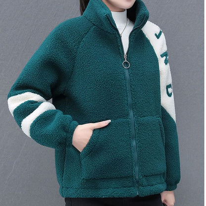 Damen Fleecejacke Hochkragen Seitentaschen Eveloria