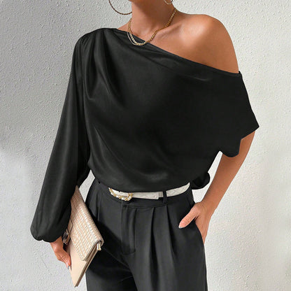 Damen Asymmetrisches Puffärmel Elegantes Design