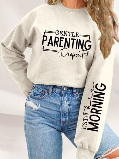 Damen Sweatshirt Elternschaftsmotiv Lässig Grau Eveloria