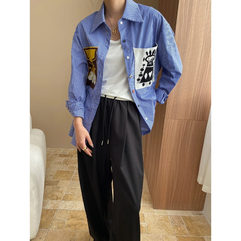 Damen Karobluse mit Applikationen Eveloria