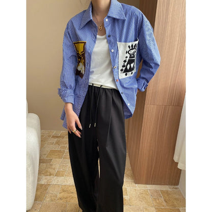 Damen Karobluse mit Applikationen Eveloria