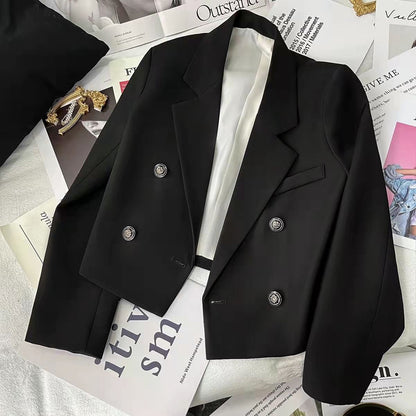 Damen Blazer Kurz Dekorative Knöpfe Eveloria