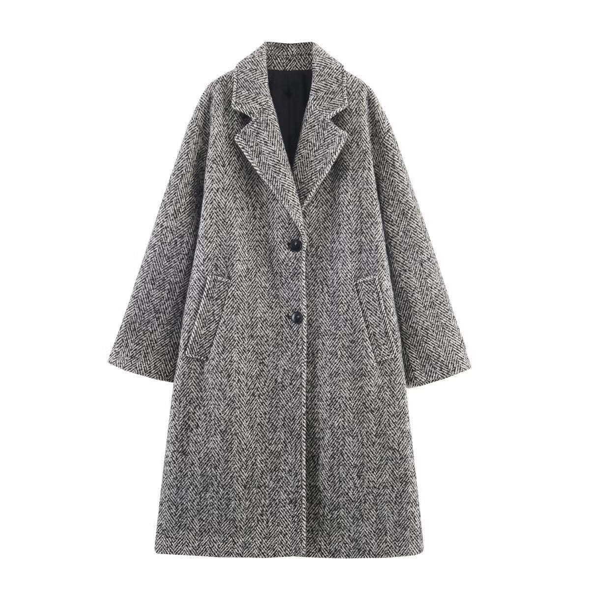 Damen Oversized Wollmantel Klassisch Eveloria