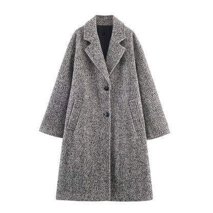 Damen Oversized Wollmantel Klassisch Eveloria