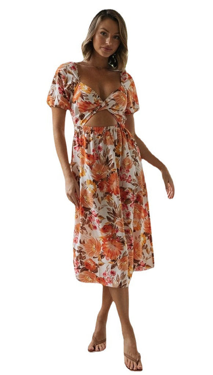 Damen Sommerkleid Elastisch Verspieltes Knoten-Design Eveloria