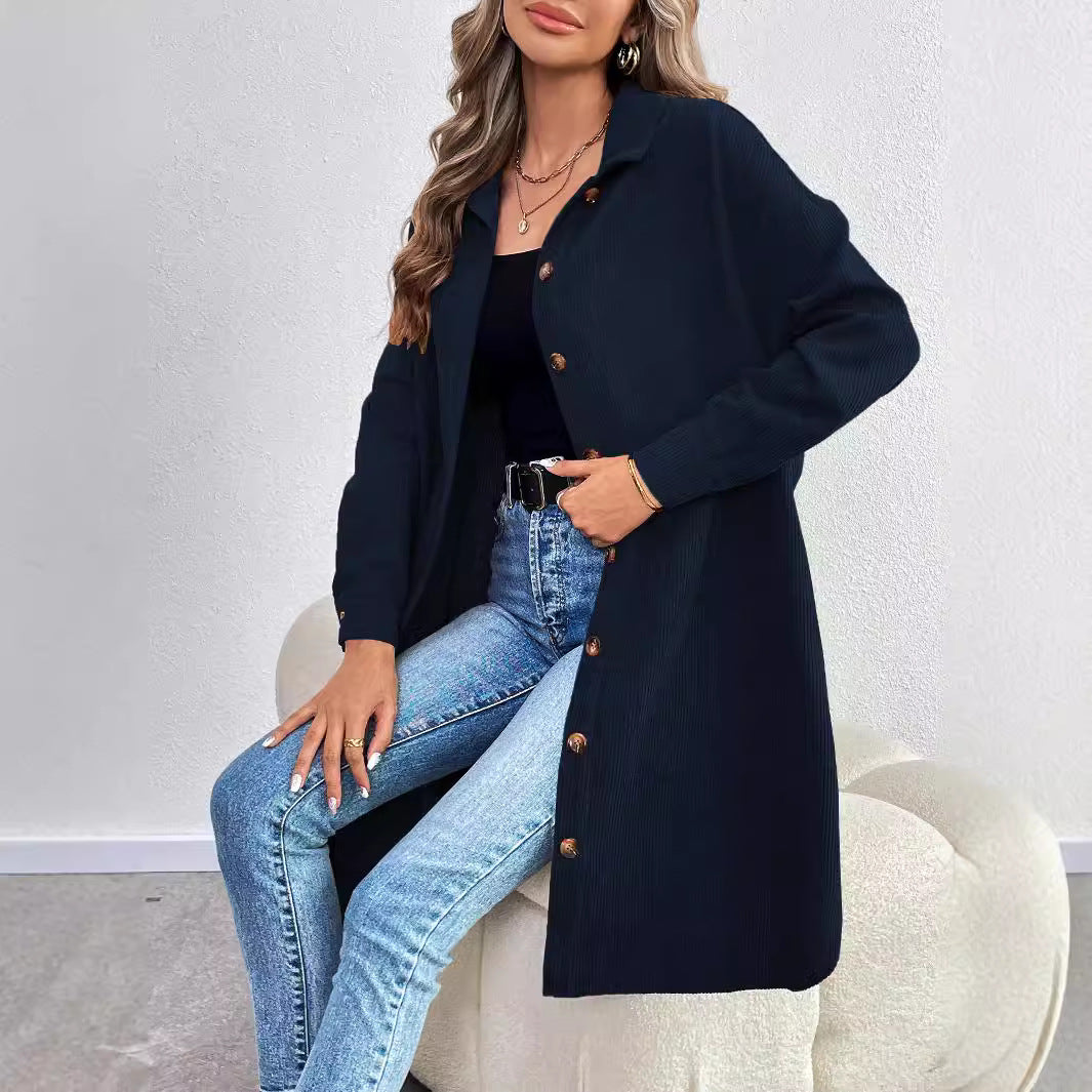 Damen Cordjacke Langarm Weich Eveloria