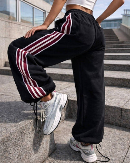 Damen Sportliche Freizeithose Elastisch Mit Seitlichen Streifen