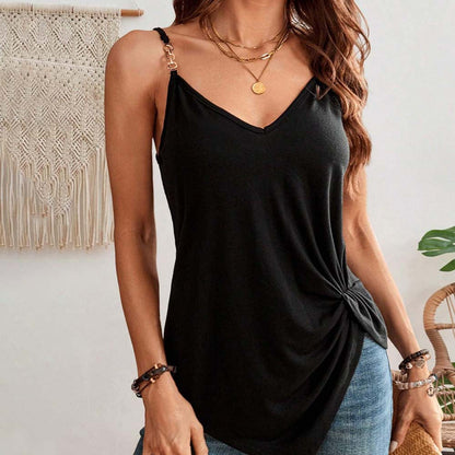 Damen Trägertop Elegantes Knotendesign Weiß