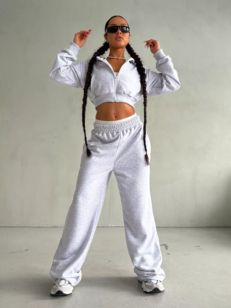 Damen Sportliche Hoodie Jogginghose Set Baumwolle