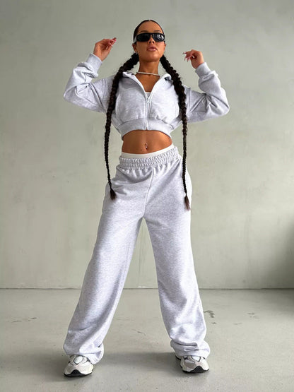 Damen Sportliche Hoodie Jogginghose Set Baumwolle