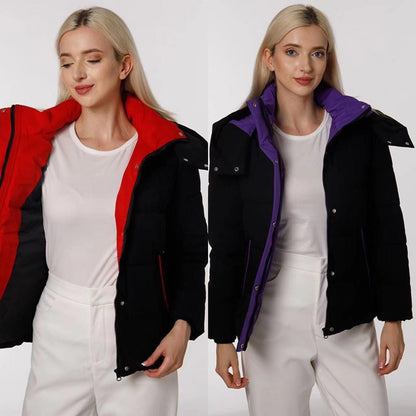 Eveloria Damen Winterjacke Gesteppt Wendbar Praktische Taschen