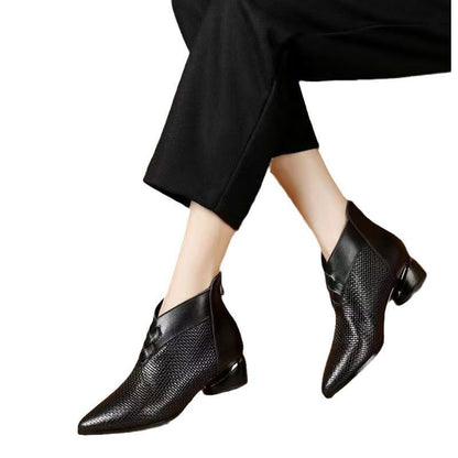 Eveloria Damen Stiefeletten Leder Spitz Texturiert