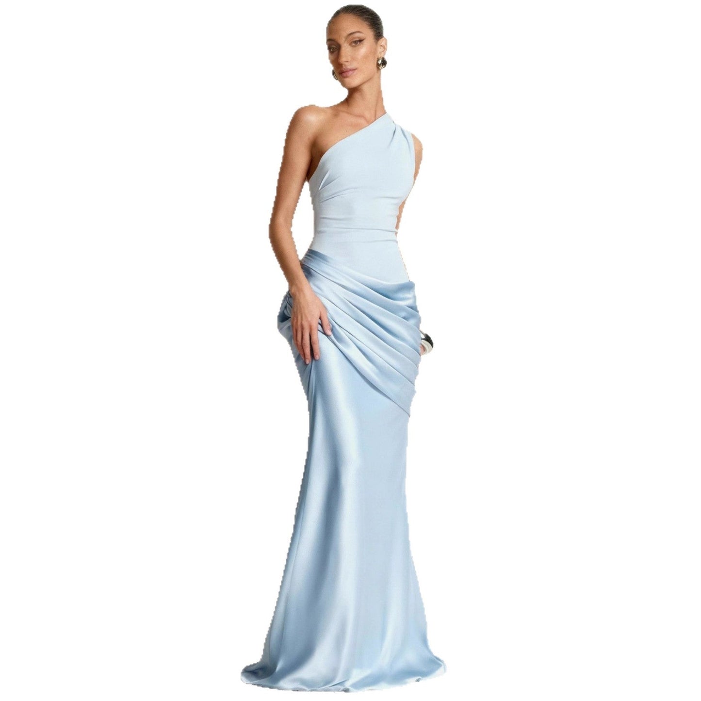 Damen Abendkleid Asymmetrisch Satin Eveloria