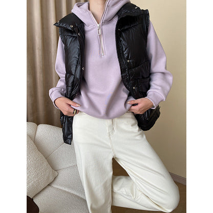 Damen Hoodie Halb-Reißverschluss Bequem Eveloria