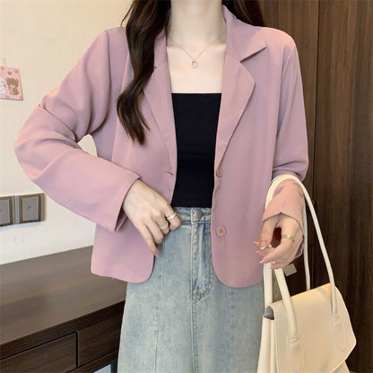 Damen Kurzjacke modisch mit Knopf-Ausschnitt Eveloria