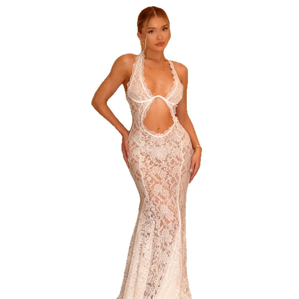 Damen Spitzenkleid mit Ausschnitt und Traumdesign