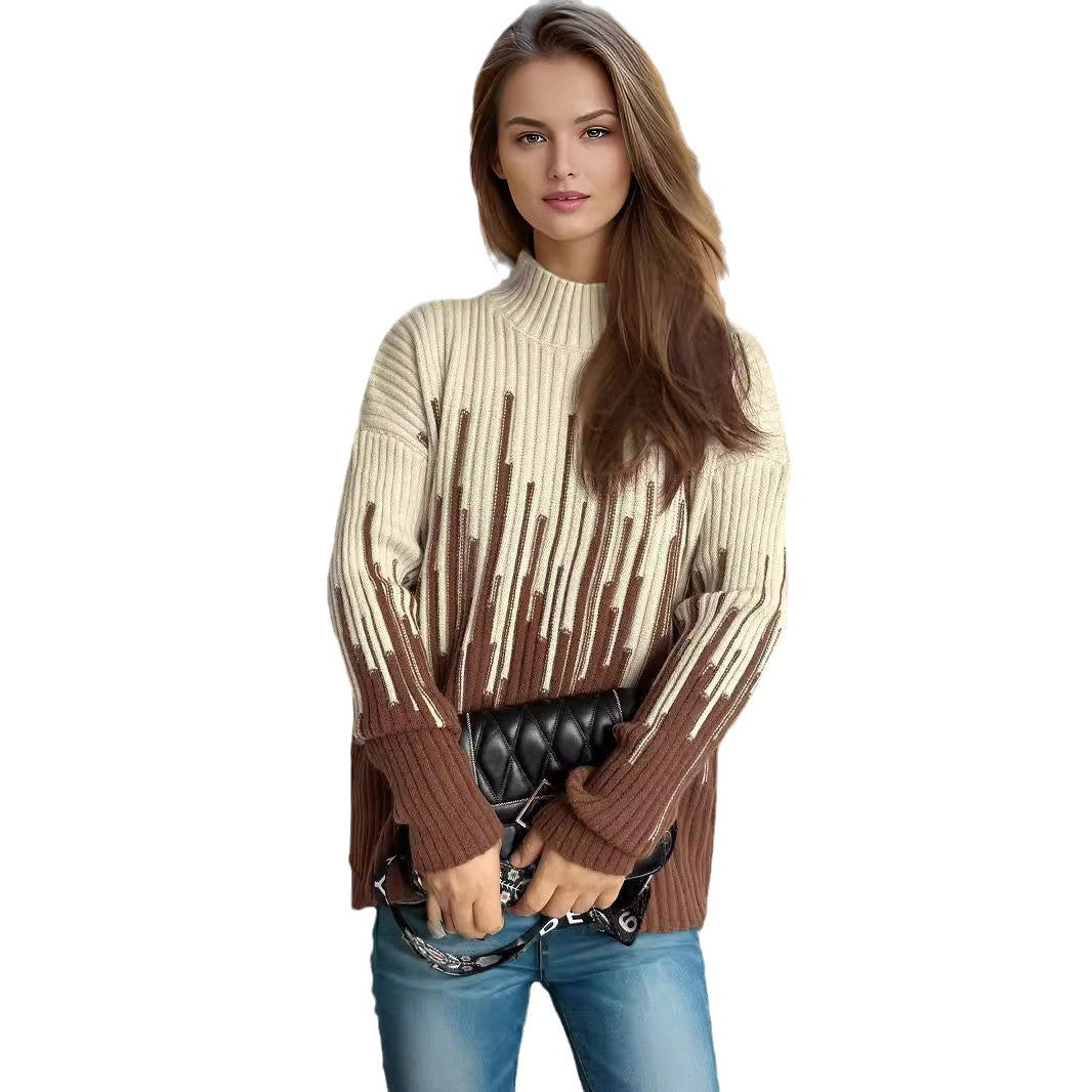 Damen Pulli Strukturiertes Zopfmuster Farbverlauf Eveloria