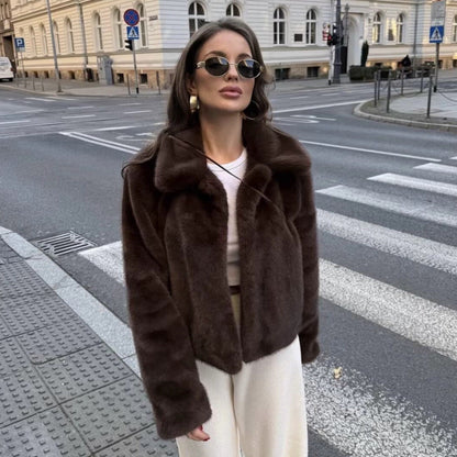 Damen Kunstpelzjacke Kuschelig Eveloria