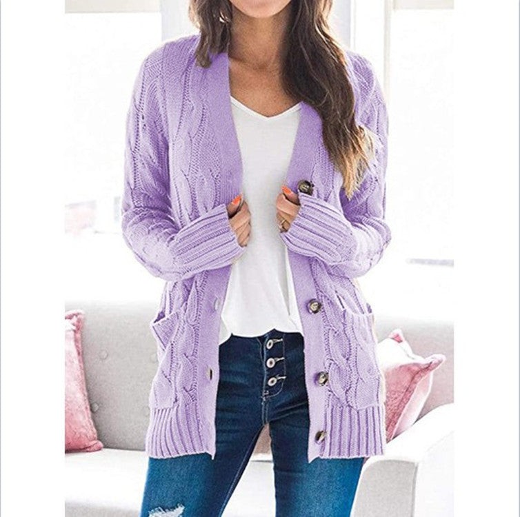 Damen Strickcardigan Zopfmuster mit Taschen Anthrazit