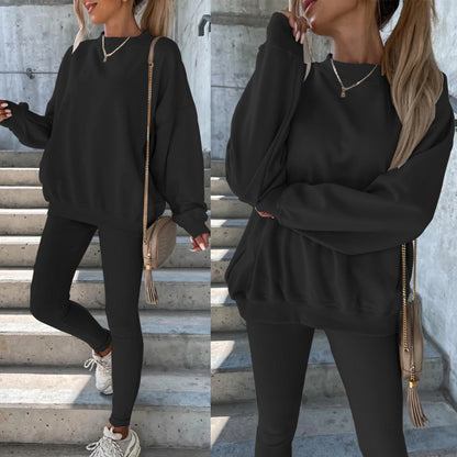 Damen Oversized Sweatshirt Set mit Leggings Grau Eveloria