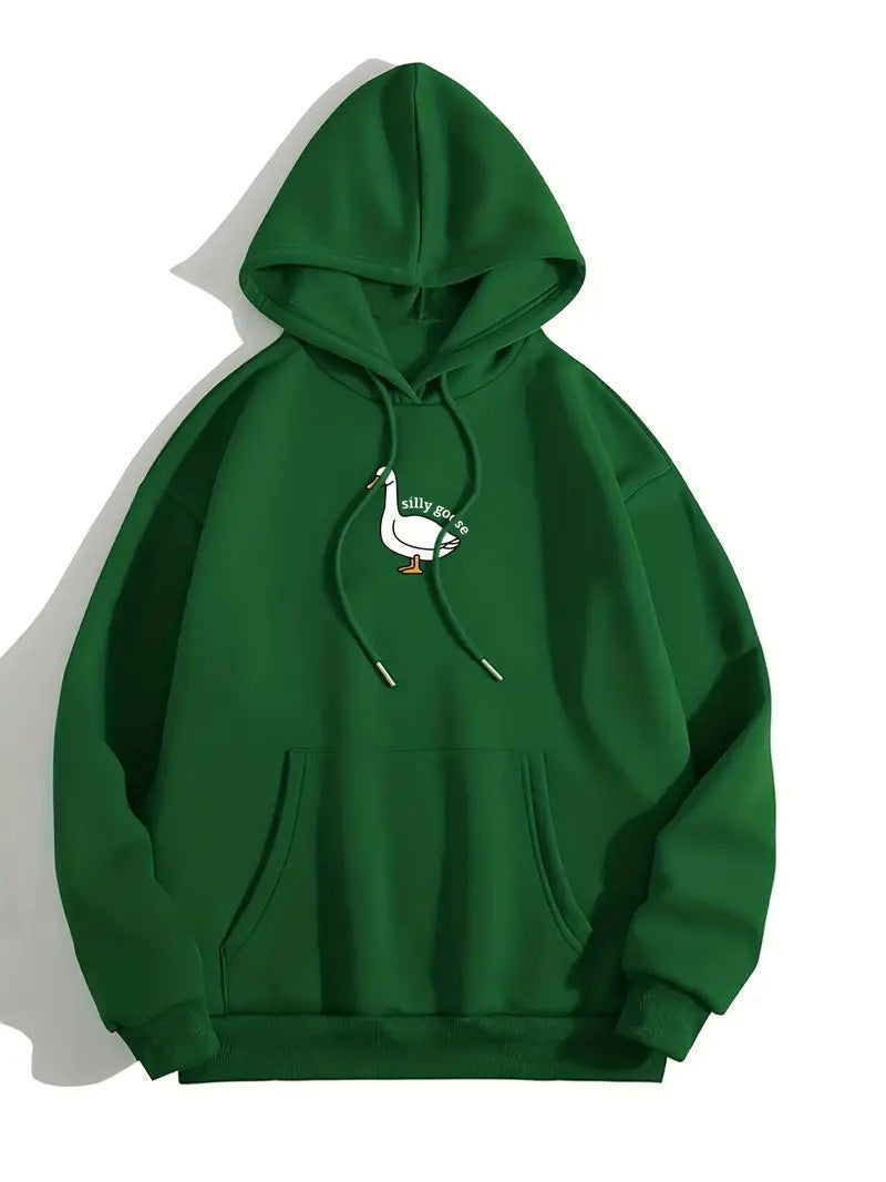 Damen Kapuzenpullover Gänsemotiv Weiches Fleece Innen Eveloria