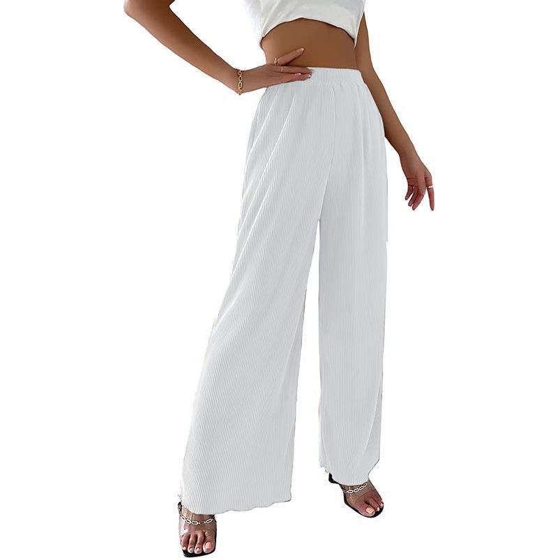 Damen Plissee-Hose Weites Bein Elastischer Bund Eveloria