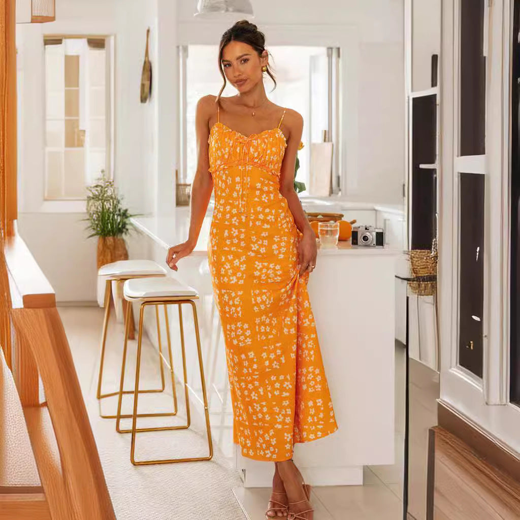 Damen Maxikleid Verstellbare Träger Florales Design Eveloria