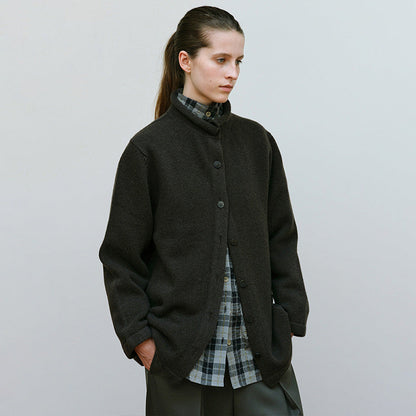 Damen Wolljacke Stehkragen Wärmend Anthrazit Eveloria