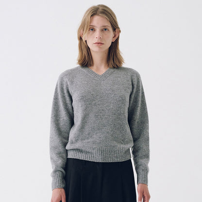 Damen Feinstrickpullover V-Ausschnitt Breites Bündchen Eveloria