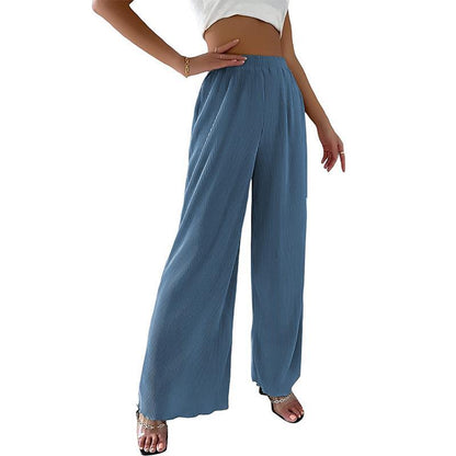 Damen Plissee-Hose Weites Bein Elastischer Bund Eveloria