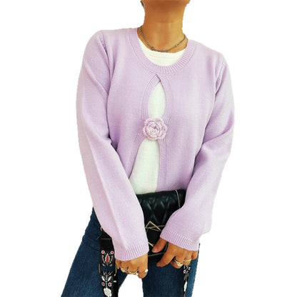 Damen Strickjacke Florales Design Luxusknöpfe Eveloria