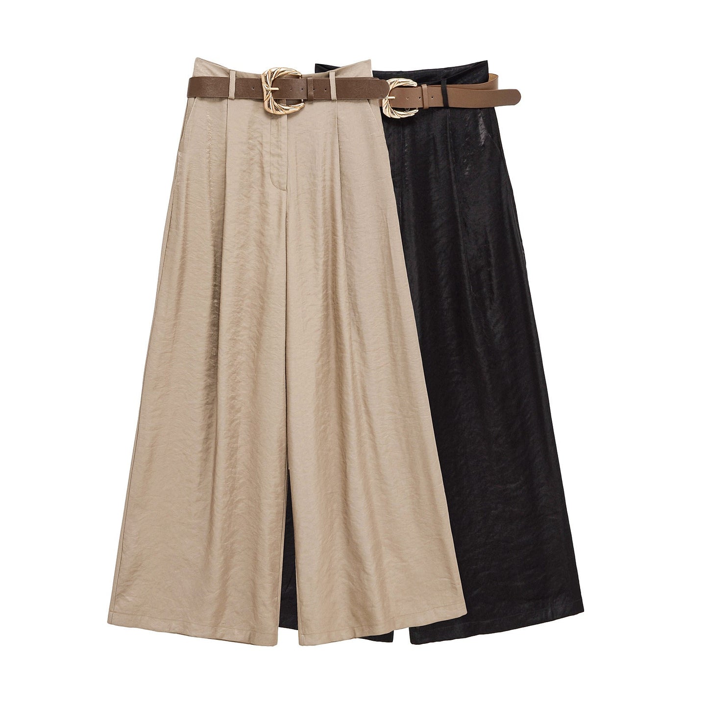 Damen Culotte Weit Geschnitten mit Gürtel Eveloria