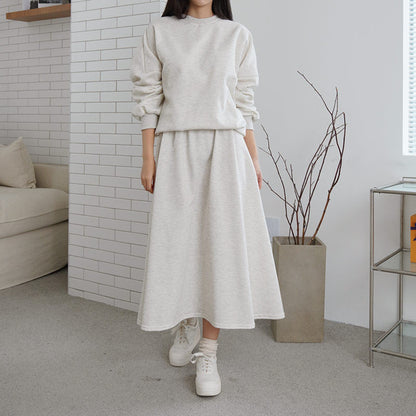 Damen Sweatshirt Set mit Maxi-Rock und Taschen Elegant