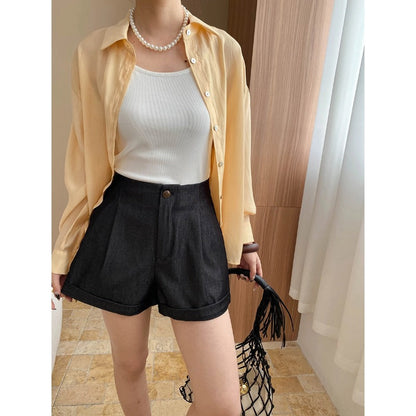 Damen Shorts Hochbund mit Taschen Bequem Eveloria