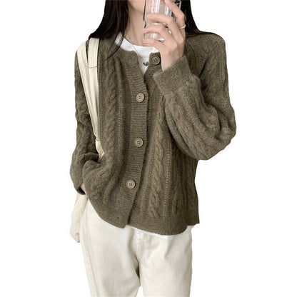Damen Grobstrickjacke Zopfmuster Breite Ärmel Eveloria