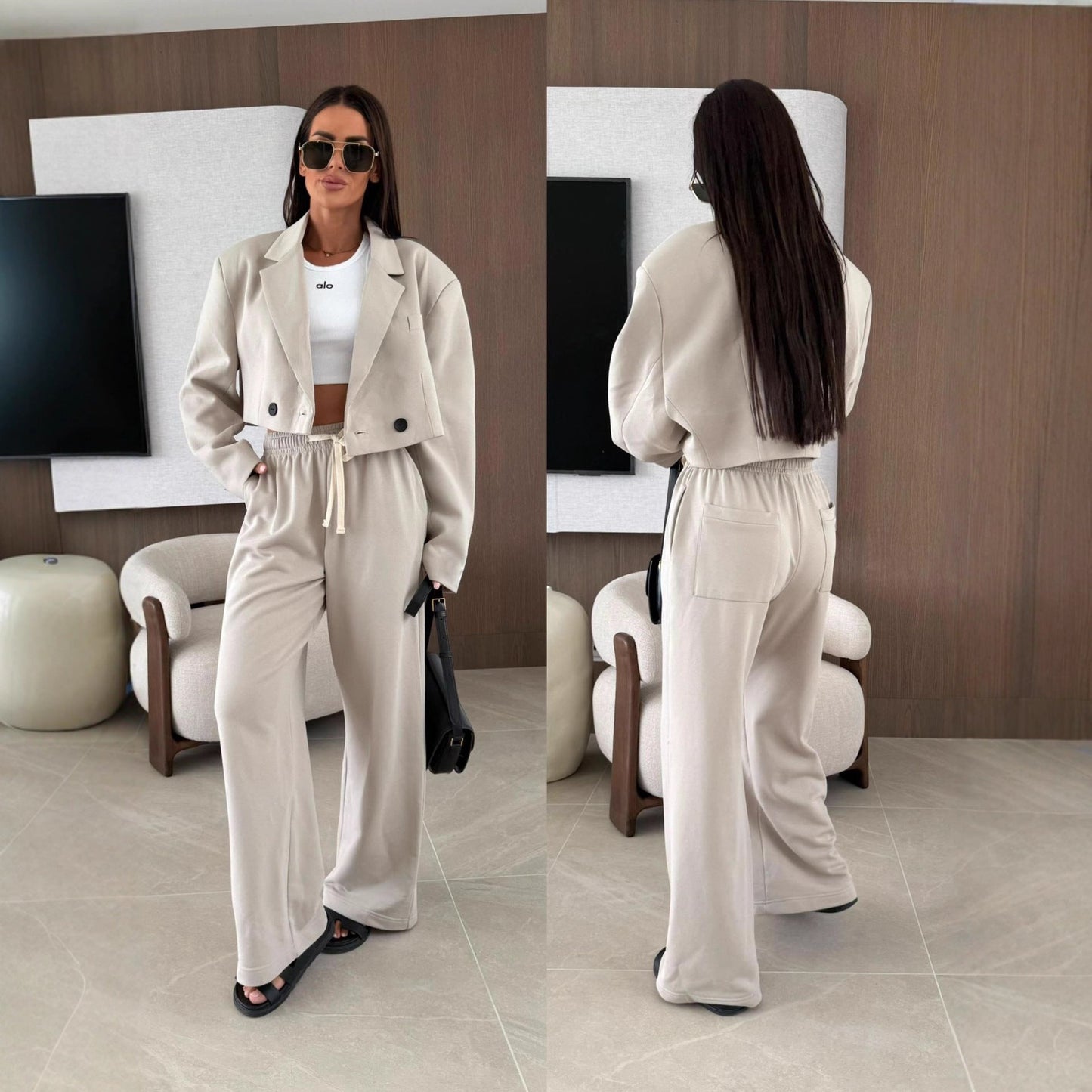 Damen Blazer Lässig Elegant mit Jogginghose