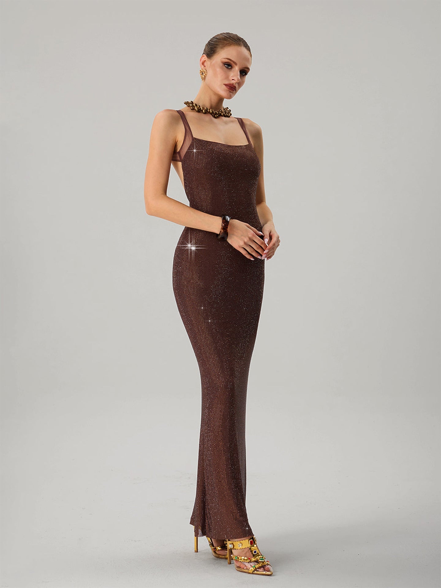 Damen Abendkleid mit Pailletten Tailliert Eveloria