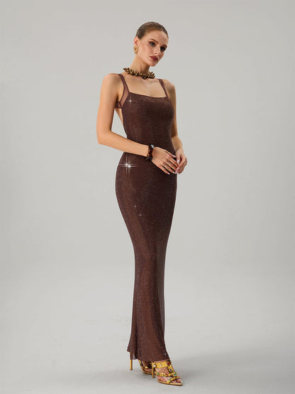 Damen Abendkleid mit Pailletten Tailliert Eveloria