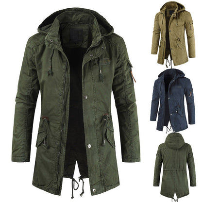 Herren Parkajacke Kapuze Taschen Funktionell Schwarz Eveloria - Eveloria